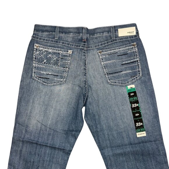 NWT Ariat Boyfriend Straight Leg Womens Jeans 33R 31 Low Rise Lightweight Blue - Picture 6 of 8